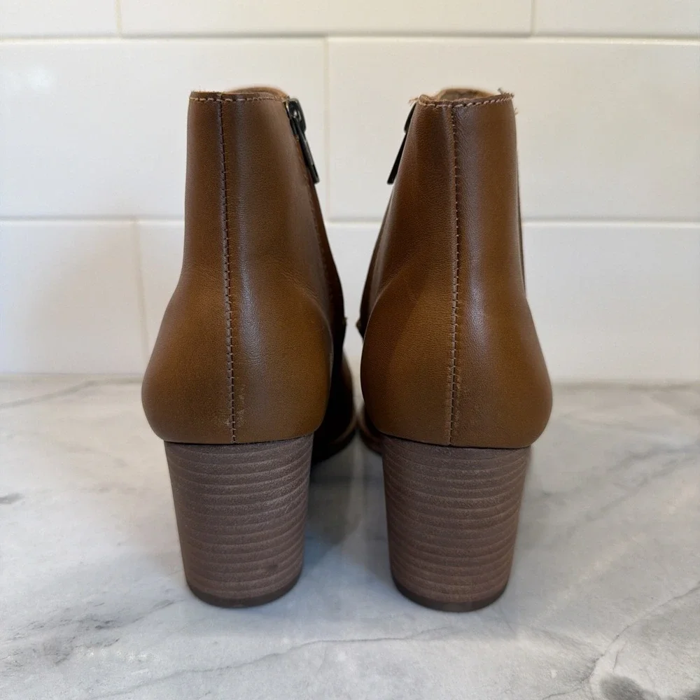 Madewell The Rosie Ankle Leather Bootie Side Zip Brown MA434 Women's Size 8.5